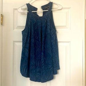 Top. Blue floral leaves